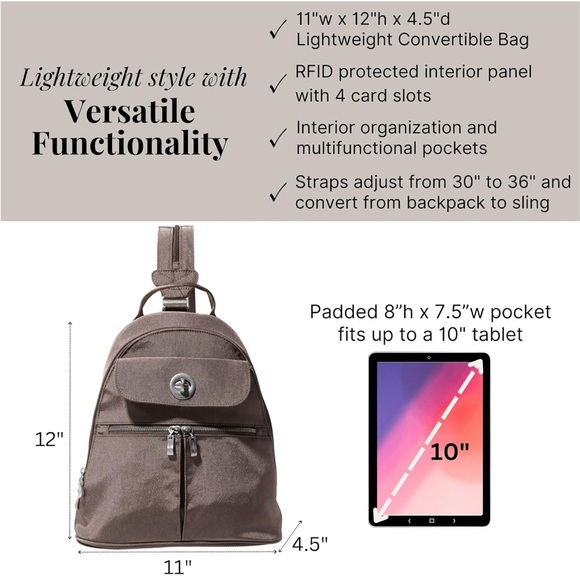 Baggallini Naples Convertible Backpack - Picture 5 of 5